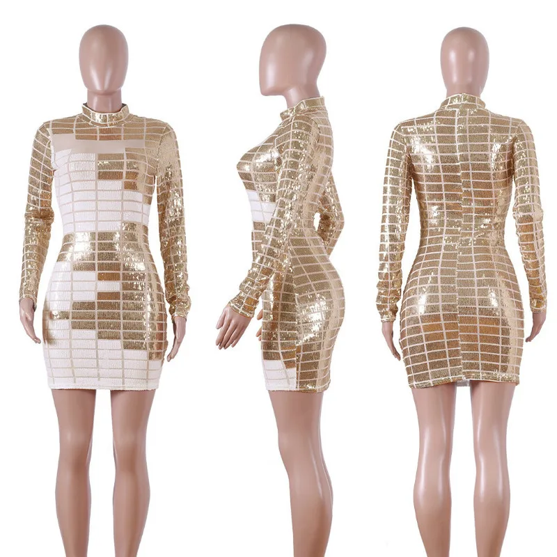 Glitter Mock Neck Long Sleeve Sequins Bodycon Dress Vestidos De Fiesta Women Mini Party Night Club Dresses
Glitter Mock Neck Long Sleeve Sequins Bodycon Dress Vestidos De Fiesta Women Mini Party Night Club Dresses