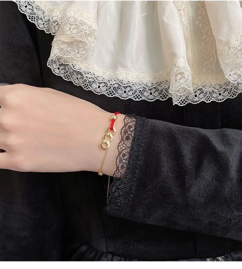Lucky charm bracelet S925 silver inlaid zircon copper coin bracelet red rope half rope half chain adjustable amulet
Lucky charm bracelet S925 silver inlaid zircon copper coin bracelet red rope half rope half chain adjustable amulet