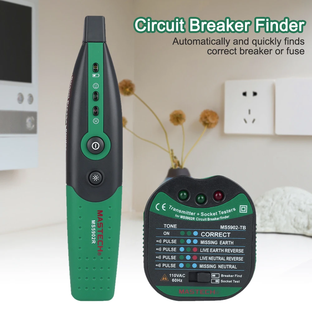 MS5902 With Indicator Light Buzzer Factory AC 220V Professional Plastic Socket Tester Portable Circuit Breaker Finder Automatic
MS5902 With Indicator Light Buzzer Factory AC 220V Professional Plastic Socket Tester Portable Circuit Breaker Finder Automatic