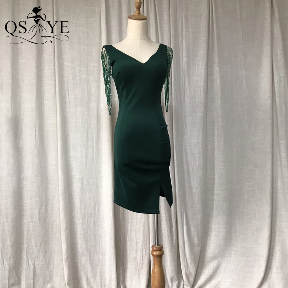 Green Short Prom Dresses Stretch Beading Straps Evening Gown Deep V Neck Formal Party Gown Split Fit Emerald Bridesmaid Dress
Green Short Prom Dresses Stretch Beading Straps Evening Gown Deep V Neck Formal Party Gown Split Fit Emerald Bridesmaid Dress