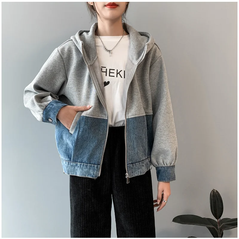 Spring Autumn Jacket 2021 Women Wild Short Stitching Denim Jacket Ins Style Female Korean Version Loose Fashion New Hooded Coat
Spring Autumn Jacket 2021 Women Wild Short Stitching Denim Jacket Ins Style Female Korean Version Loose Fashion New Hooded Coat