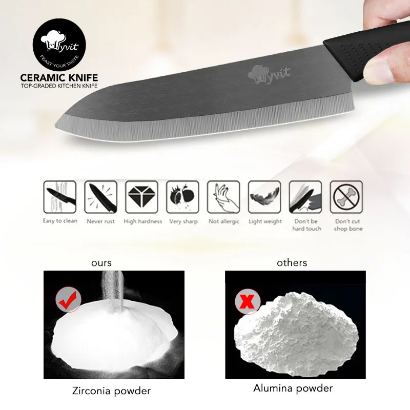 

Kitchen Knives Ceramic Knives Accessories Set 3" Paring 4" Utility 5" Slicing 6" Chef Knife+Holder+Peeler Black Blade