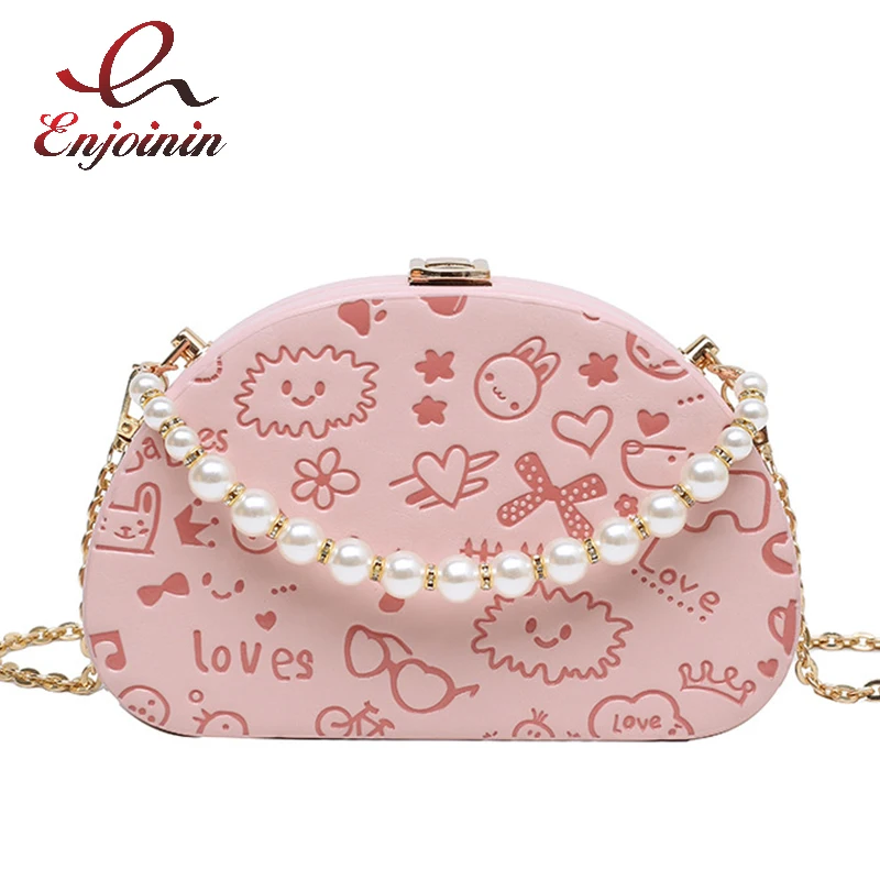 Cartoon Printed Box Handbag for Women Fashion Pearl Wrist Purses Party Clutch Female Cute Crossbody Bag Designer Shoulder Bag
Cartoon Printed Box Handbag for Women Fashion Pearl Wrist Purses Party Clutch Female Cute Crossbody Bag Designer Shoulder Bag