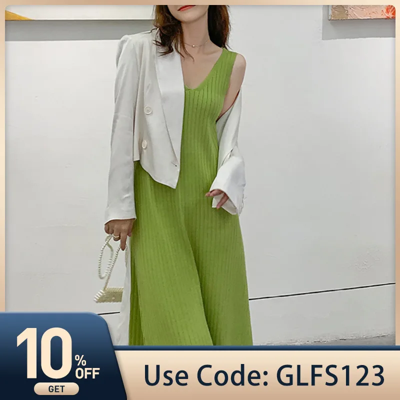 Women's Elegant Knitted Dress Solid Color Fashion Mid-length Knitted Camisole Dress Autumn Leisure Street Black Knittedes Dress
Women's Elegant Knitted Dress Solid Color Fashion Mid-length Knitted Camisole Dress Autumn Leisure Street Black Knittedes Dress