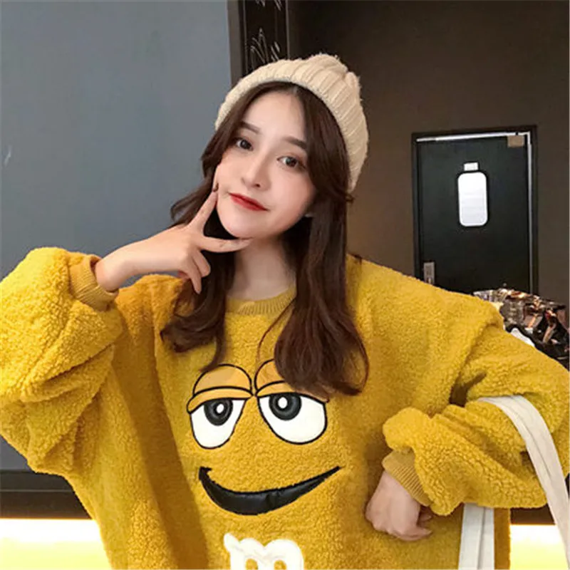 2020 Autumn Outerwear Sweatshirts Women O-neck Long Sleeve Pullover Top Korean Student Vintage Harajuku Furry cute smile clothes
2020 Autumn Outerwear Sweatshirts Women O-neck Long Sleeve Pullover Top Korean Student Vintage Harajuku Furry cute smile clothes