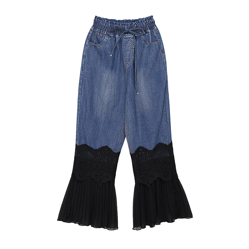 Denim Flare Pants Women Lace Patchwork Streetwear High Waist Fashion Autumn Mujer Pantalones 2020 Trousers New
Denim Flare Pants Women Lace Patchwork Streetwear High Waist Fashion Autumn Mujer Pantalones 2020 Trousers New