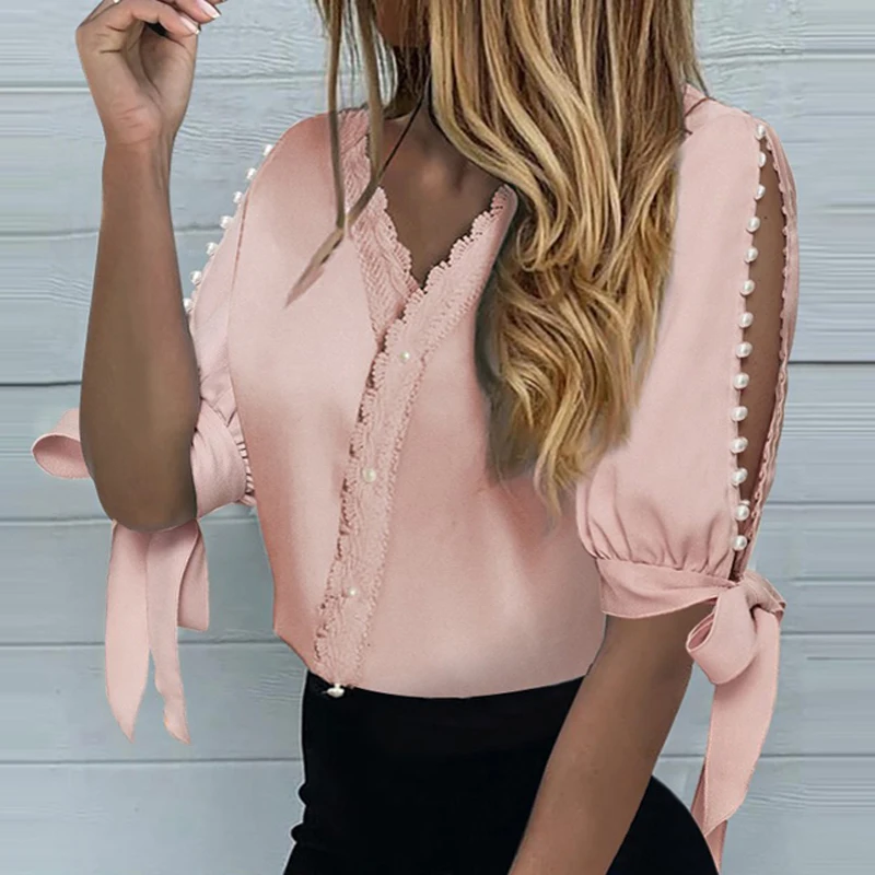Summer Women Sexy V-Neck Embroidery Blouse Shirts 2021 Fashion Elegant Hollow out Beading Tops Ladies Casual Short Sleeve Blusas
Summer Women Sexy V-Neck Embroidery Blouse Shirts 2021 Fashion Elegant Hollow out Beading Tops Ladies Casual Short Sleeve Blusas