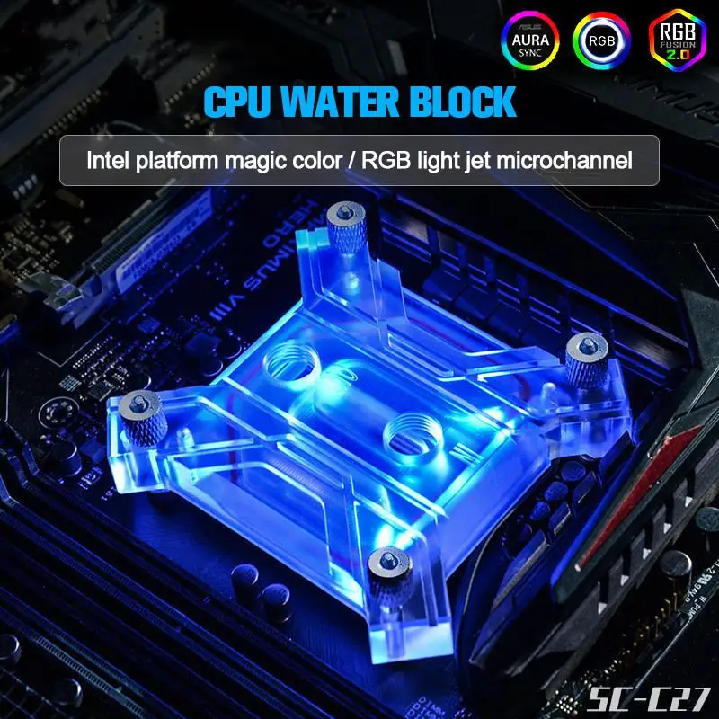 CPU Water Cooling Block RGB Light Micro Channel Copper Back Plate Water Cooler Head For Intel CPU Platform LGA 115X 2011 1366
CPU Water Cooling Block RGB Light Micro Channel Copper Back Plate Water Cooler Head For Intel CPU Platform LGA 115X 2011 1366