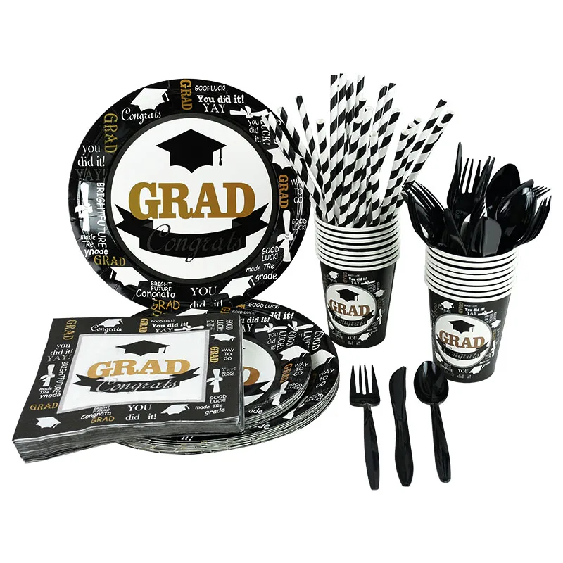 Graduation Party Disposable Tableware Paper Plates Cups Napkins Straw for Congrats Graduated Grad Decoration Supplies
Graduation Party Disposable Tableware Paper Plates Cups Napkins Straw for Congrats Graduated Grad Decoration Supplies