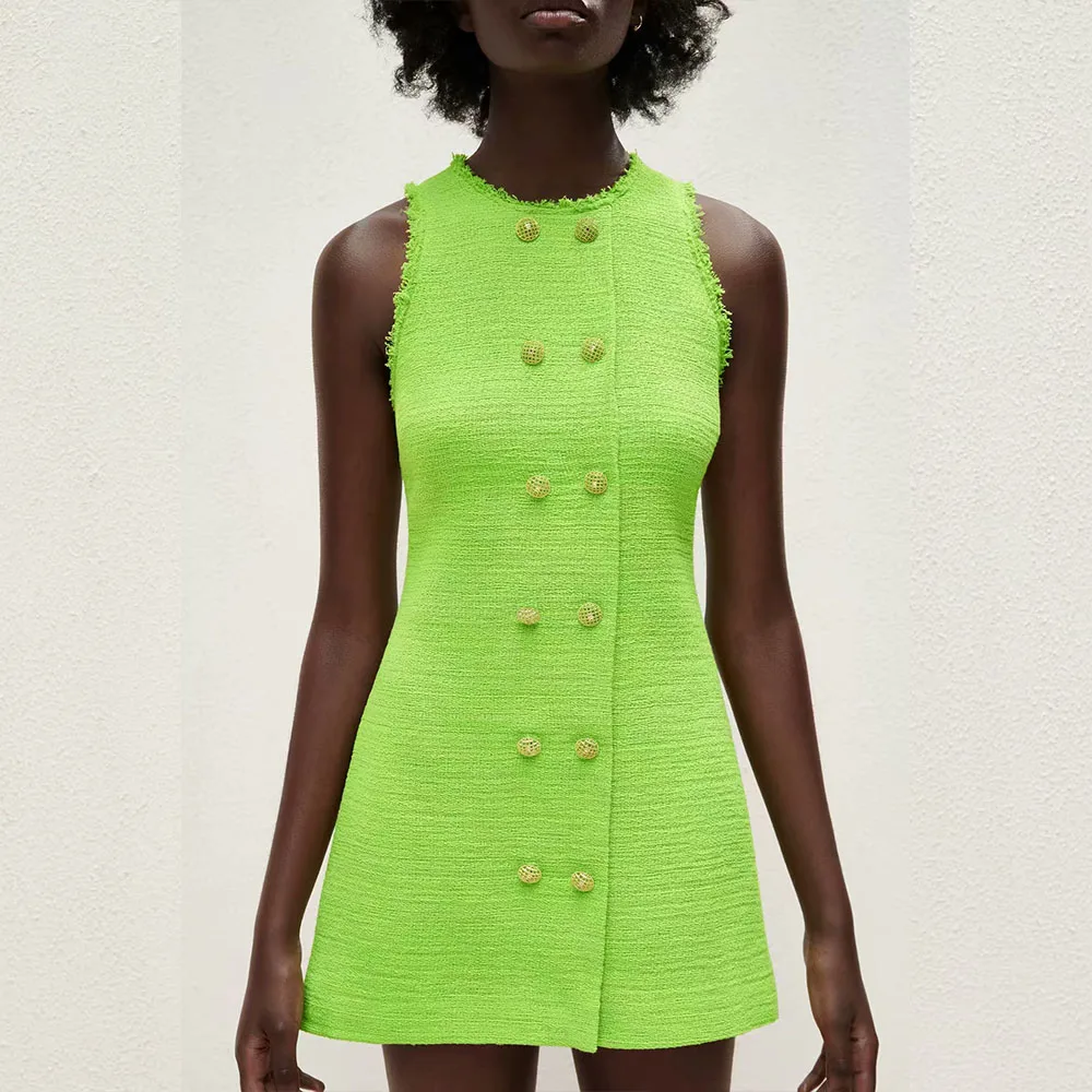 Dress New Women's 2021 Spring Summer Temperament Fashion Green Round Neck Sleeveless Button Slim Textured Dress ZA
Dress New Women's 2021 Spring Summer Temperament Fashion Green Round Neck Sleeveless Button Slim Textured Dress ZA