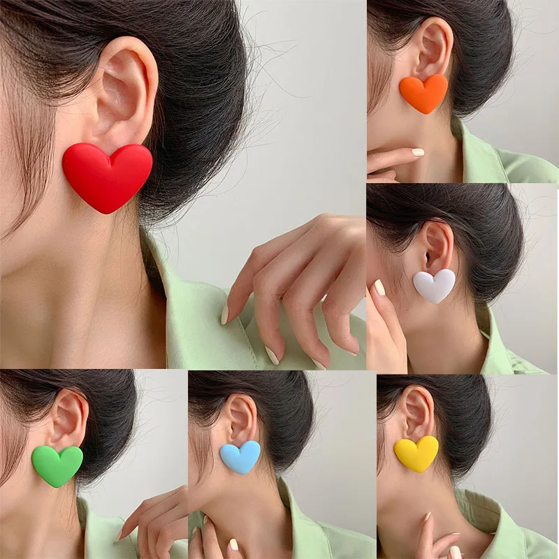 Girly New Candy Color Love Earrings Ladies Simple Design Cute Earrings Four Seasons All-Match Fashion Color Jewelry Earrings
Girly New Candy Color Love Earrings Ladies Simple Design Cute Earrings Four Seasons All-Match Fashion Color Jewelry Earrings