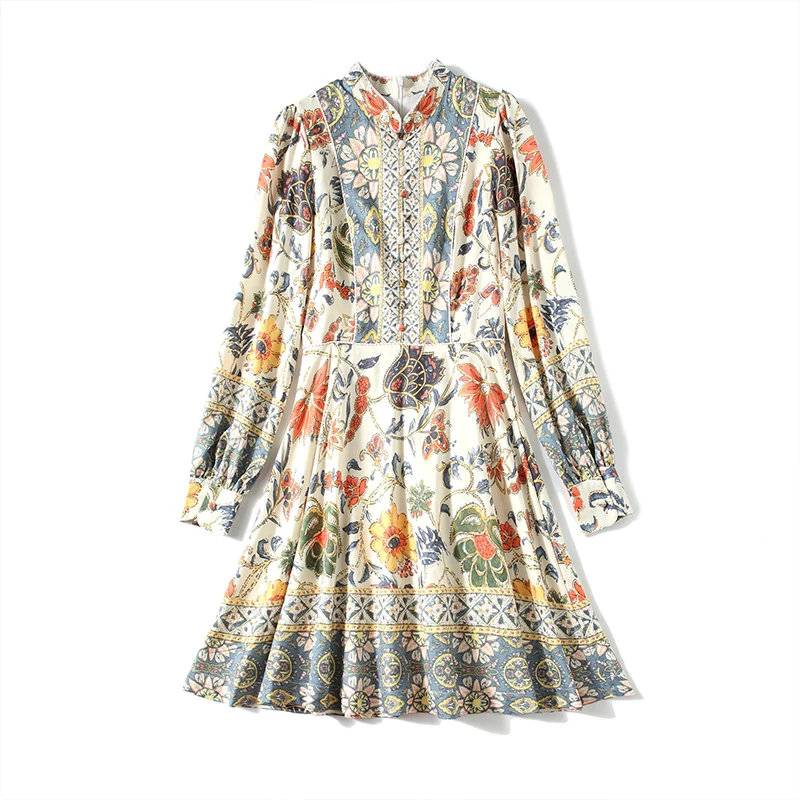 New Elegant Vintage Women Print Slim Tunic Midi Dress Office Lady Long Sleeve Dresses Party Clothing
New Elegant Vintage Women Print Slim Tunic Midi Dress Office Lady Long Sleeve Dresses Party Clothing