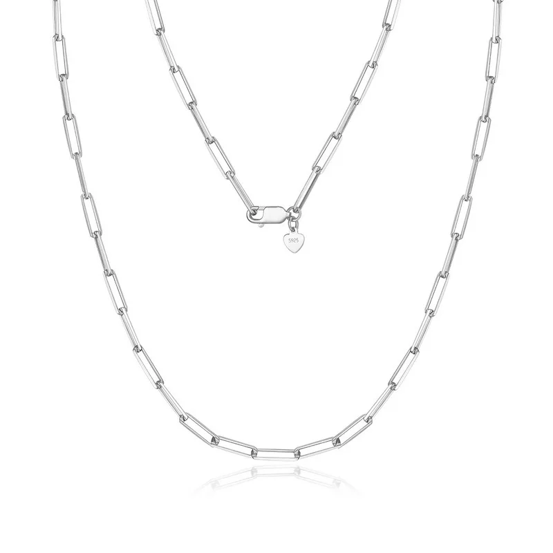 S925 silver-plated geometric ellipse with long and thick chain, European and American style fashion simple O-chain factory 
S925 silver-plated geometric ellipse with long and thick chain, European and American style fashion simple O-chain factory