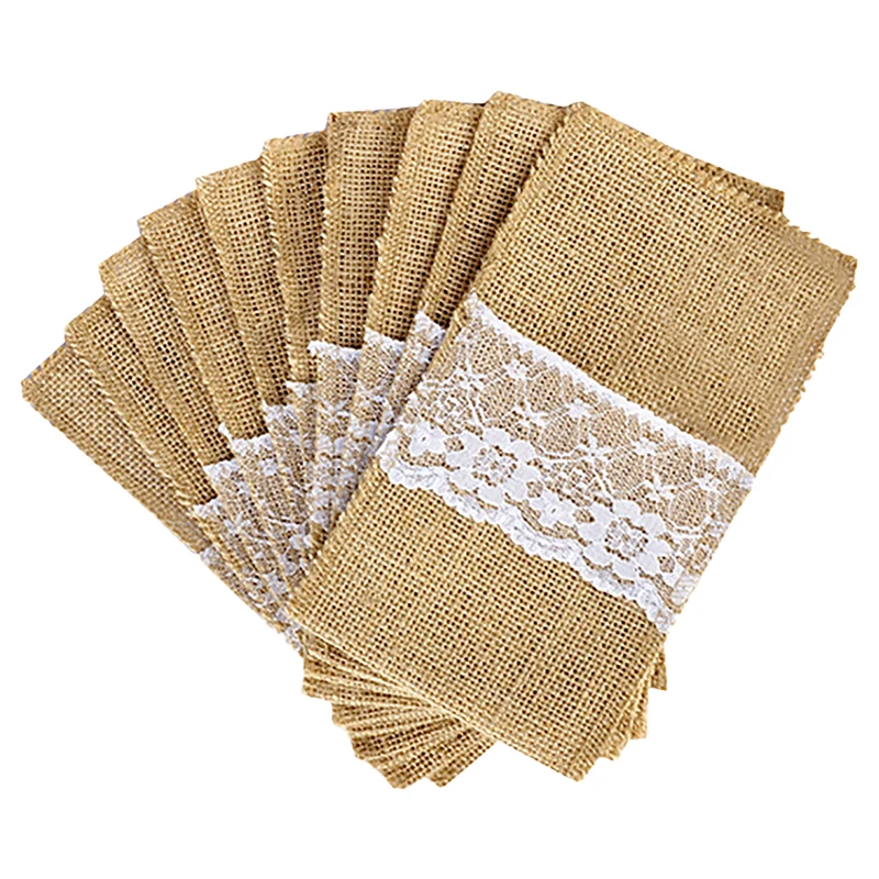 1PC Vintage Jute Hessian Burlap Linen Lace Cutlery Pouch Rustic Wedding Decoration Party Birthday Tableware Supplies Holder Bag
1PC Vintage Jute Hessian Burlap Linen Lace Cutlery Pouch Rustic Wedding Decoration Party Birthday Tableware Supplies Holder Bag