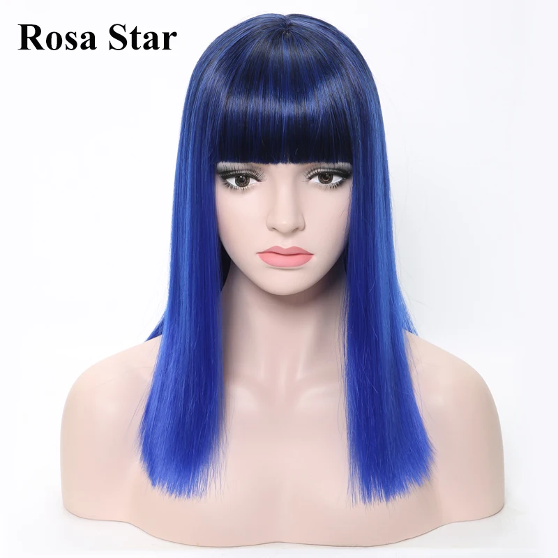 Rosastar Medium Length Straight Black to Sapphire Ombre With Bangs Wigs Natural Heat Resistant Synthetic Hair Wigs For Women
Rosastar Medium Length Straight Black to Sapphire Ombre With Bangs Wigs Natural Heat Resistant Synthetic Hair Wigs For Women