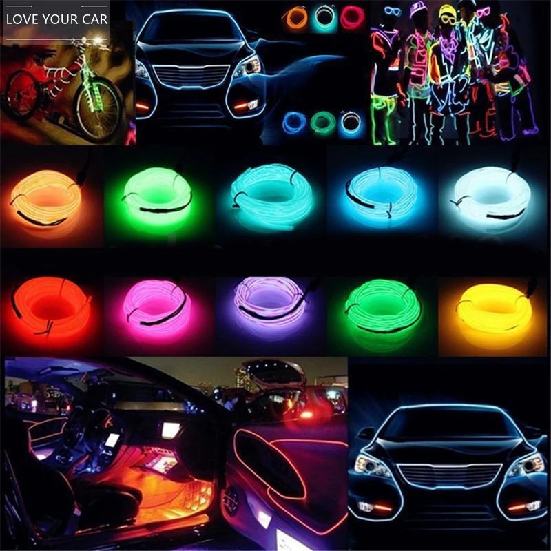 LED Strip Garland EL Wire 1M/3M/5M Car Interior Lighting Auto Rope Tube Line flexible Neon Light With 12V USB /battery light
LED Strip Garland EL Wire 1M/3M/5M Car Interior Lighting Auto Rope Tube Line flexible Neon Light With 12V USB /battery light