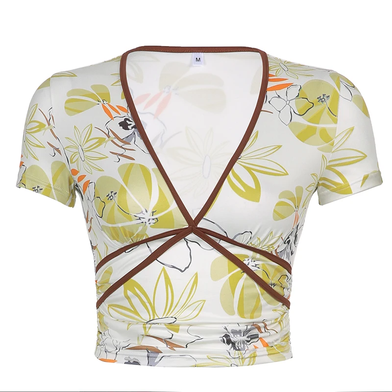Rockmore Vintage Print Women'S T-Shirt Sexy Deep-V Neck Crop Top y2k T Shirt Streetwear Floral Tee Tops Summer Female Korean 90S
Rockmore Vintage Print Women'S T-Shirt Sexy Deep-V Neck Crop Top y2k T Shirt Streetwear Floral Tee Tops Summer Female Korean 90S