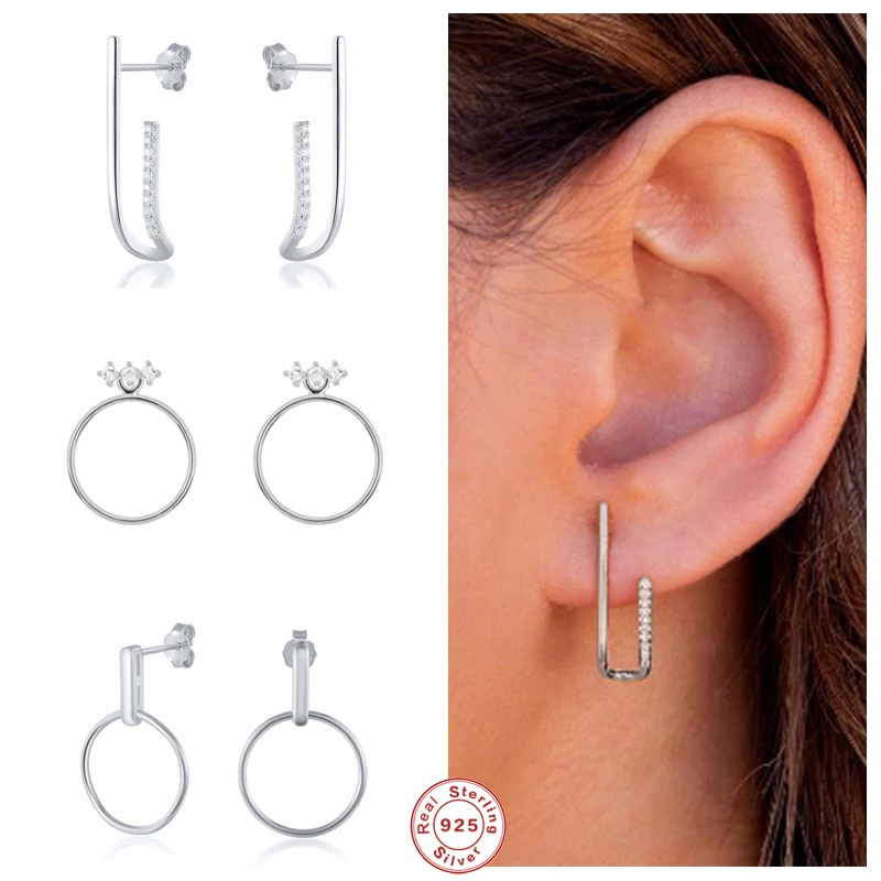 GS 925 Sterling Silver Geometric Line Hollow Circle Stud Earrings for Women Girl Cubic Zirconia Jeweled Ear Stud Party Jewelry
GS 925 Sterling Silver Geometric Line Hollow Circle Stud Earrings for Women Girl Cubic Zirconia Jeweled Ear Stud Party Jewelry