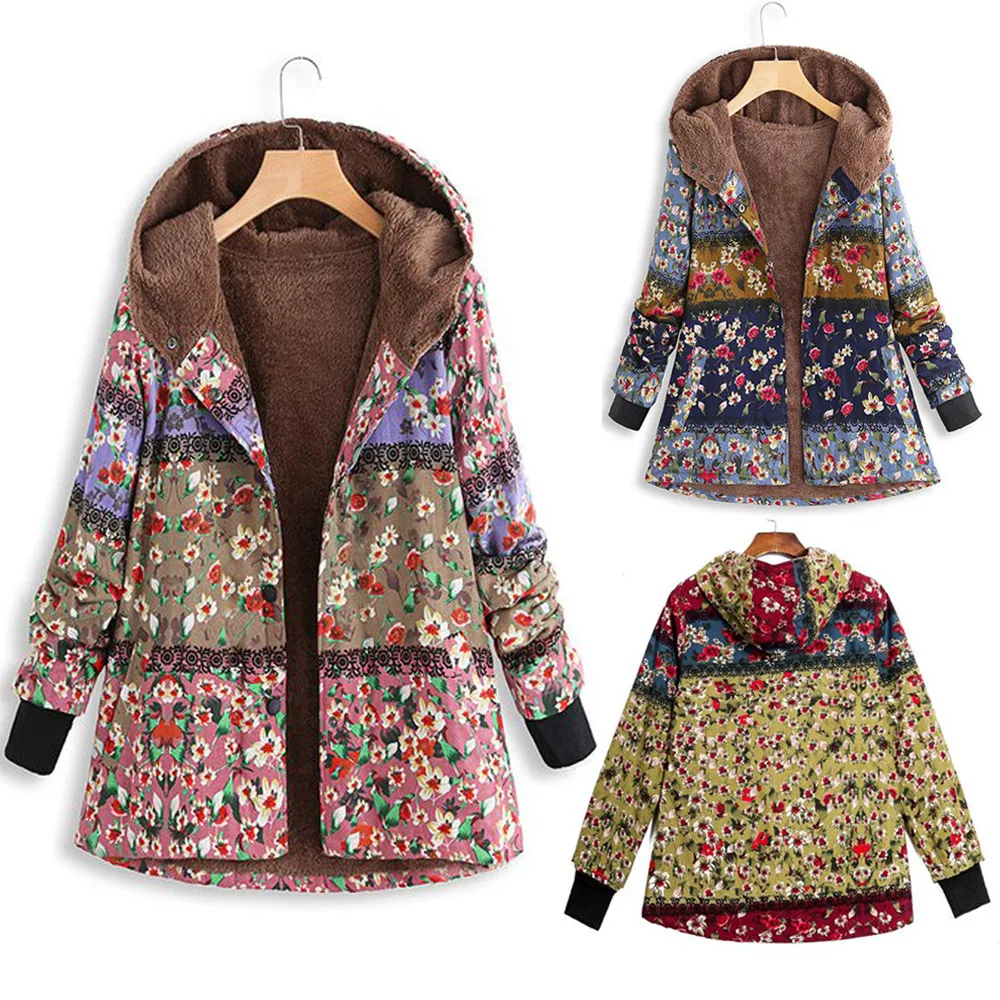 Autumn and Winter Grandma's Clothing Retro Thickened Warm Large Coat Winter Warm Coat Printed Hooded Fashion Casual Pocket Coat
Autumn and Winter Grandma's Clothing Retro Thickened Warm Large Coat Winter Warm Coat Printed Hooded Fashion Casual Pocket Coat