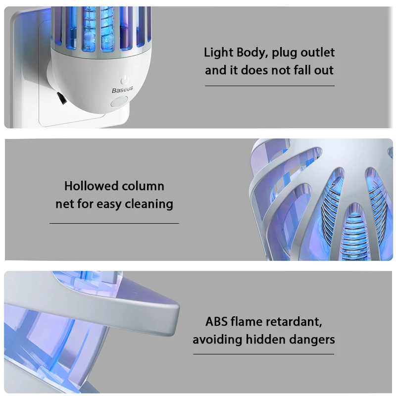 Baseus Mosquito Killer Lamp Electronic LED Bug zapper Repellent Insect Trap Radiationless Socket Electric Night Light For Home
Baseus Mosquito Killer Lamp Electronic LED Bug zapper Repellent Insect Trap Radiationless Socket Electric Night Light For Home