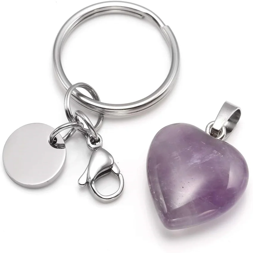 Romantic Love Heart Rose Pink Quartz Silver Plated Lobster Clasp Circle Key Chain Amethysts for Valentine's Day Jewelry
Romantic Love Heart Rose Pink Quartz Silver Plated Lobster Clasp Circle Key Chain Amethysts for Valentine's Day Jewelry
