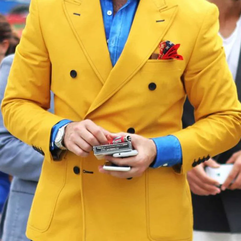 Yellow Slim Fit Mens Blazer with Double Breasted Italian Fashion Style Tops Suit Jacket for Singer Prom Stage Coat Male Clothes
Yellow Slim Fit Mens Blazer with Double Breasted Italian Fashion Style Tops Suit Jacket for Singer Prom Stage Coat Male Clothes