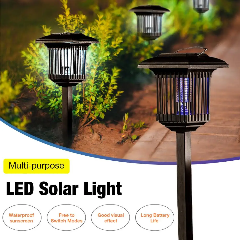 

LED Solar Mosquito Killer Lamp 5w Garden Lawn Light Waterproof Post Cap Lamp Path Decor Night Lamp Purple Light Insect Killing