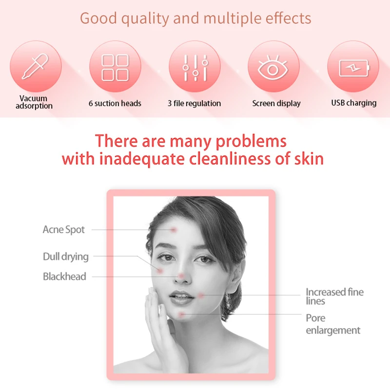 Electric Acne Remover Point Noir Blackhead Vacuum Extractor Tool Black Spots Pore Cleaner Skin Care Face Deep Cleansing Machine
Electric Acne Remover Point Noir Blackhead Vacuum Extractor Tool Black Spots Pore Cleaner Skin Care Face Deep Cleansing Machine