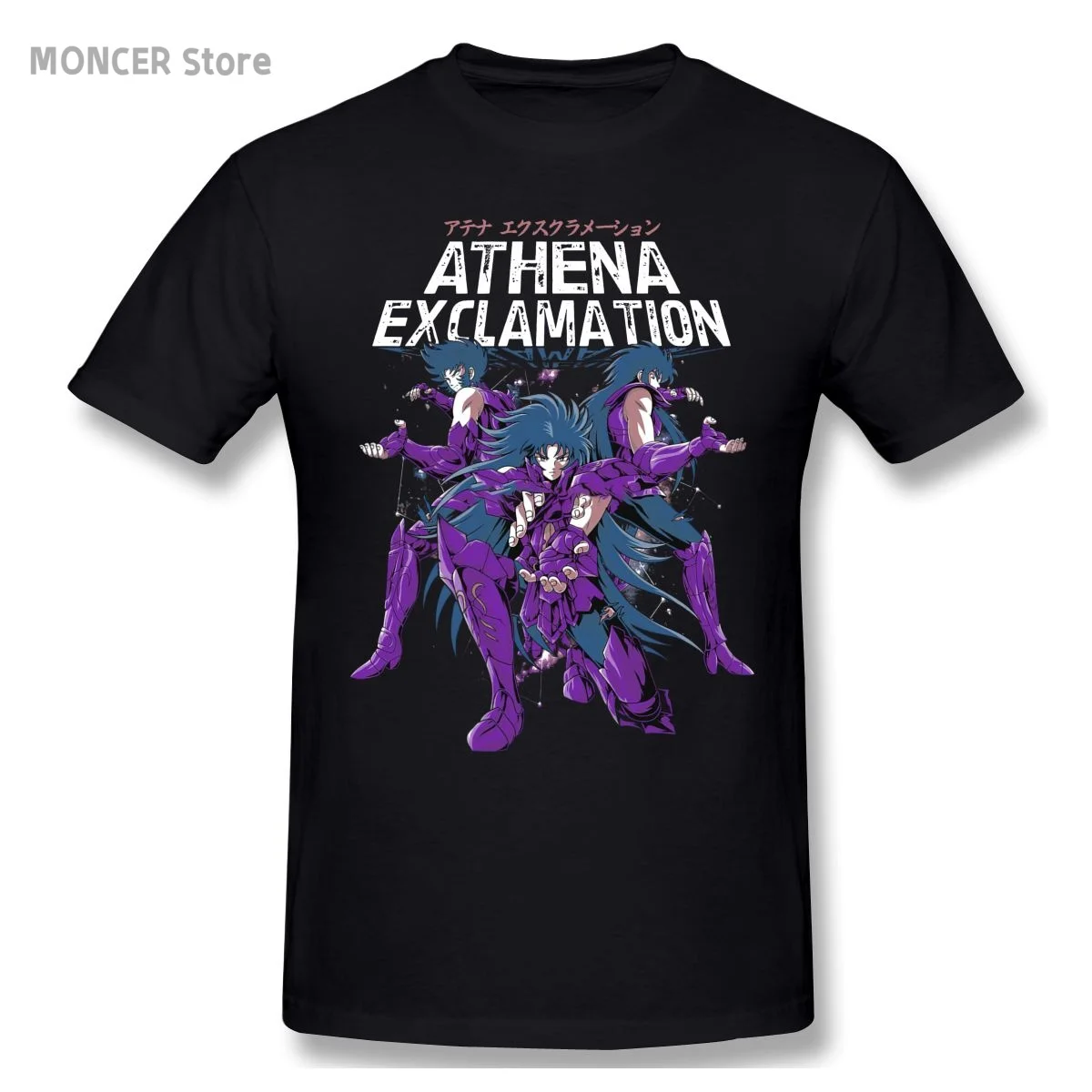 

Saint Seiya Athena Exclamation Black T Shirt Knights Of The Zodiac Homme T-Shirt Tees Pure Short Sleeve