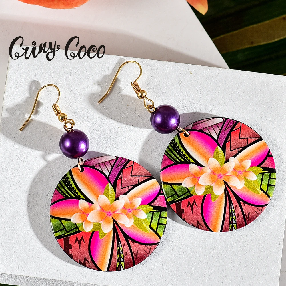 Cring Coco Fashion Acrylic Dangle Drop Earrings Hawaiian Plumeria Earings Accessories Wholesale Boho Jewelry for Women 2021 New | Украшения