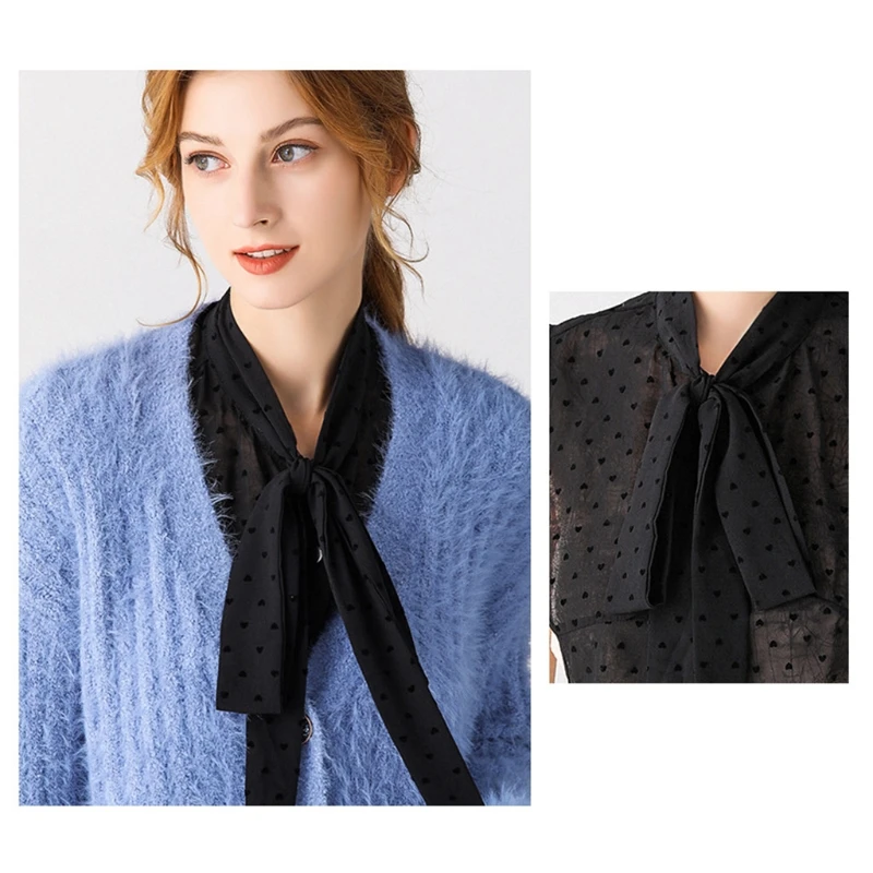 Women Bow Tied Neck False Fake Collar Sweet Heart Dot Print Chiffon Detachable Half Shirt Blouse Button Down Dickey
Women Bow Tied Neck False Fake Collar Sweet Heart Dot Print Chiffon Detachable Half Shirt Blouse Button Down Dickey