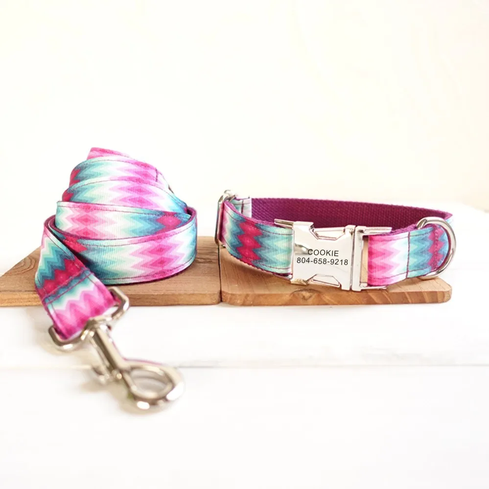 Free Engraving Pet Collar Customized Nameplate ID Tag Adjustable Purple Wave Peacock Cat Personalized Dog Collars Lead Leash Set
Free Engraving Pet Collar Customized Nameplate ID Tag Adjustable Purple Wave Peacock Cat Personalized Dog Collars Lead Leash Set