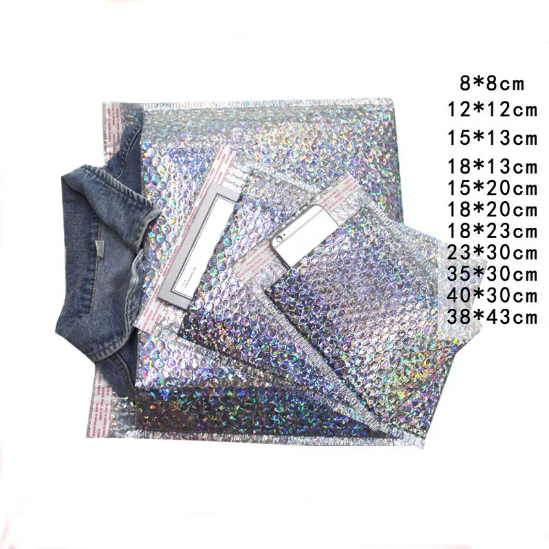 10pcs Silver Thickness Laser Bubble Express Bag Clothing Envelope Colorful Aluminum Foil Film Shockproof Bag
10pcs Silver Thickness Laser Bubble Express Bag Clothing Envelope Colorful Aluminum Foil Film Shockproof Bag