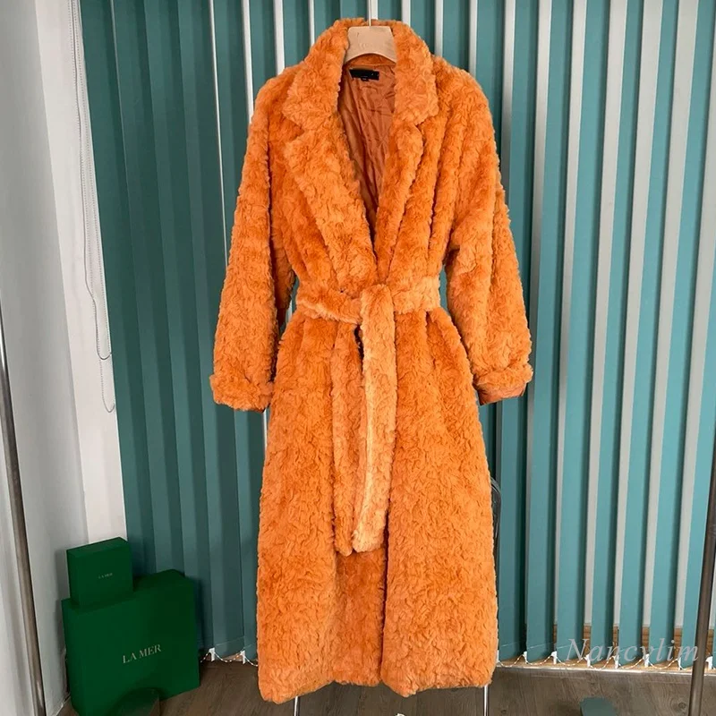 Orange Fur Coat Women Winter New Long Cotton Padded Trench Lace Up Waist Ladies House Clothes Outwears Soft Faux Fur 2021
Orange Fur Coat Women Winter New Long Cotton Padded Trench Lace Up Waist Ladies House Clothes Outwears Soft Faux Fur 2021