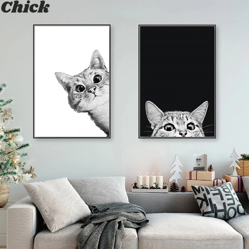 Cute Cat Black And White Kitten Animal Painting Canvas Wall Art Ins Nordic Minimalist Cartoon Bedroom Living Room Home Decor
Cute Cat Black And White Kitten Animal Painting Canvas Wall Art Ins Nordic Minimalist Cartoon Bedroom Living Room Home Decor