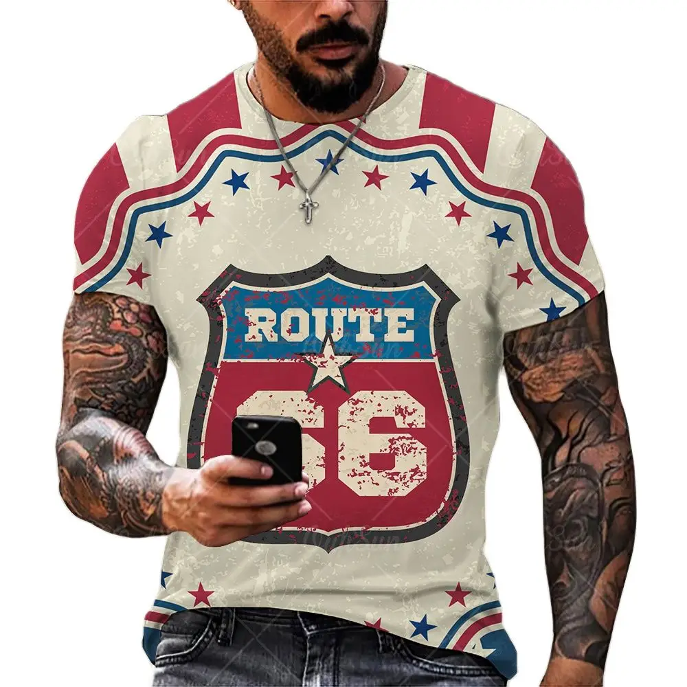Highway 66 Men's T-shirt Casual Short-Sleeved Fashion O-Neck Pullover Summer Shirt Street Youth Casual Clothing Men's Punk Tops
Highway 66 Men's T-shirt Casual Short-Sleeved Fashion O-Neck Pullover Summer Shirt Street Youth Casual Clothing Men's Punk Tops