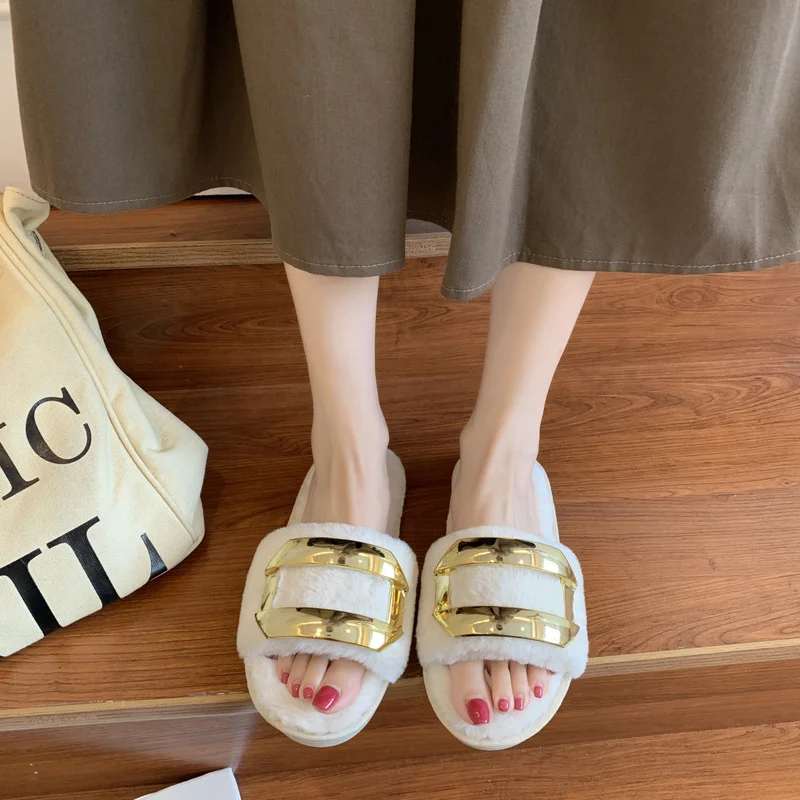 Women's 2021 Summer New Solid Color Metal Decoration Flat Plush Slippers Outdoor Comfortable Light Casual Shoes Women's Shoes
Women's 2021 Summer New Solid Color Metal Decoration Flat Plush Slippers Outdoor Comfortable Light Casual Shoes Women's Shoes