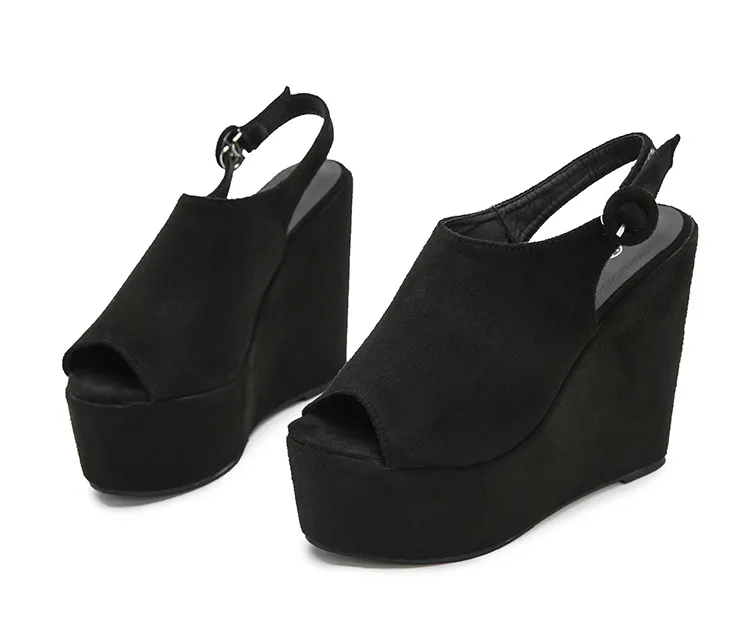 Women Shoes Fashion High Heel Wedges Black Sandals Summer Open Toe Shoes Woman Sandals
Women Shoes Fashion High Heel Wedges Black Sandals Summer Open Toe Shoes Woman Sandals