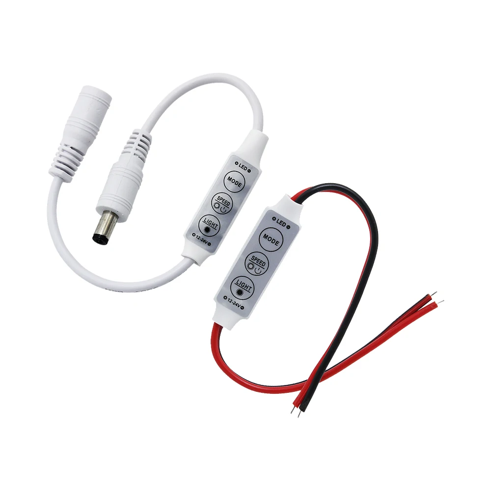 Mini DC 12V 3 Keys 2 Pin Single Color Dimmer Controller Led Strip Lights Flash mode speed brightness adjustment switch
Mini DC 12V 3 Keys 2 Pin Single Color Dimmer Controller Led Strip Lights Flash mode speed brightness adjustment switch