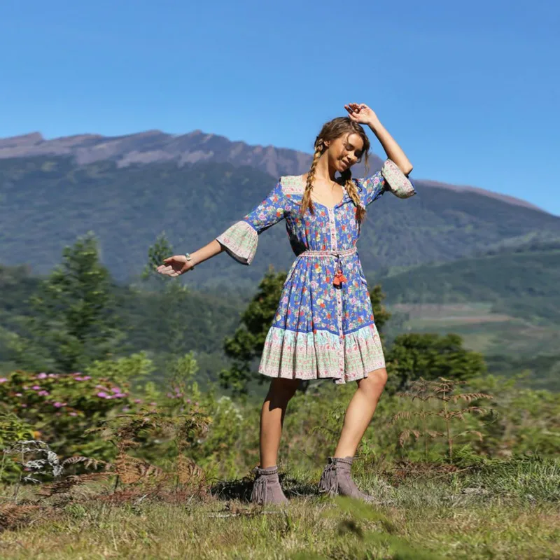 Women's Bohemia large pleated printed dress beach holiday style chic's wear
Women's Bohemia large pleated printed dress beach holiday style chic's wear