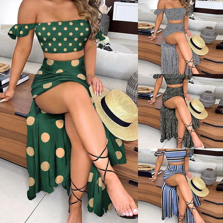 Polka Dot Print Maxi Skirt Suit Women Summer Print Cropped Top Sexy Side Split High Waist Skirt 2 Piece Sets Woman Beach Outfits
Polka Dot Print Maxi Skirt Suit Women Summer Print Cropped Top Sexy Side Split High Waist Skirt 2 Piece Sets Woman Beach Outfits