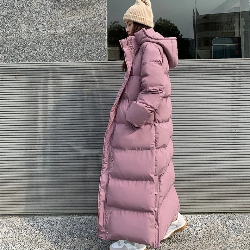 Фото Женская парка с хлопковой подкладкой свободная Длинная зимняя куртка капюшоном