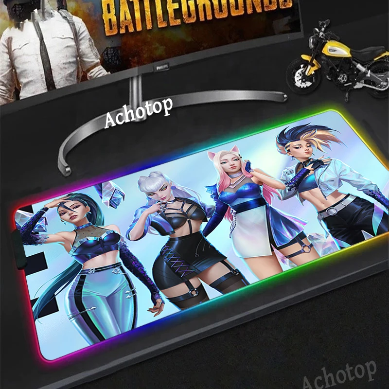 RGB Large Gaming Mouse Pad KDA Sexy Girl Mousepad Led Rubber Desk Mat Computer Pad Keyboard Pad Laptop Notebook Pad For LOL
RGB Large Gaming Mouse Pad KDA Sexy Girl Mousepad Led Rubber Desk Mat Computer Pad Keyboard Pad Laptop Notebook Pad For LOL