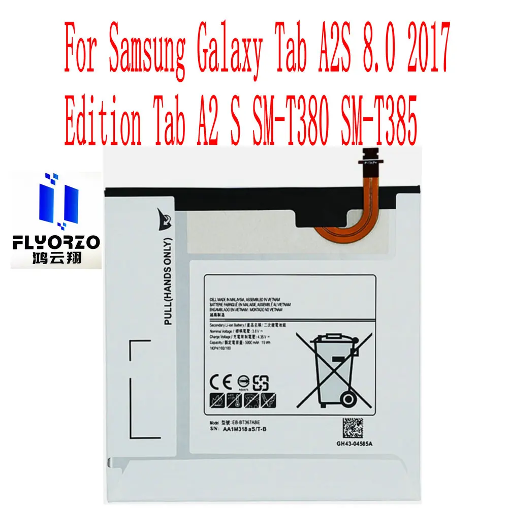 

New EB-BT367ABE Battery For Samsung Galaxy Tab A2S 8.0 2017 Edition Tab A2 S SM-T380 SM-T385 tablet