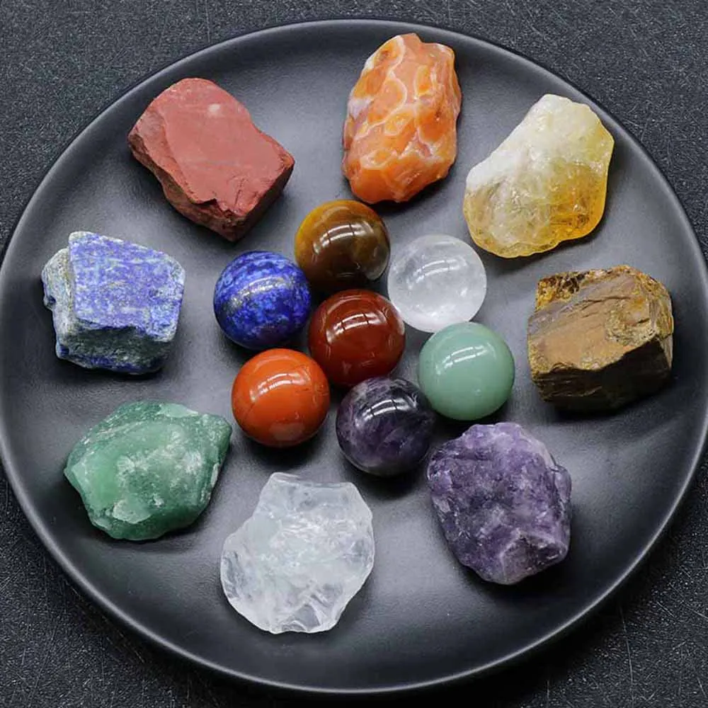 15 Pcs Natural Stone Seven Chakra Crystal Fashion Round Ball Rough Stone Jewelry Set for Home Decoration Collect Gifts
15 Pcs Natural Stone Seven Chakra Crystal Fashion Round Ball Rough Stone Jewelry Set for Home Decoration Collect Gifts