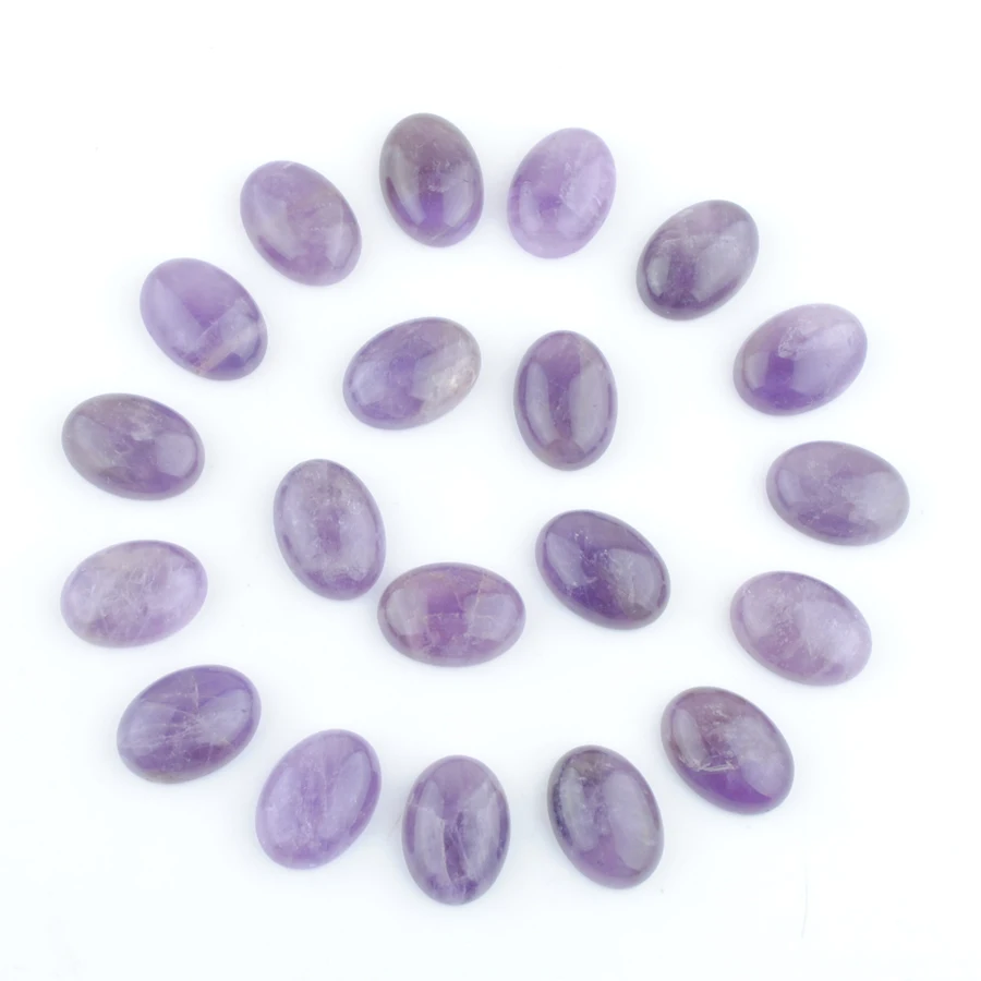

Wholesale 20pcs/Lot Natural Amethysts Gem Stones Oval Cabochon CAB No Drill Hole Beads 13x18mm Jewelry Making Accessories TU3013