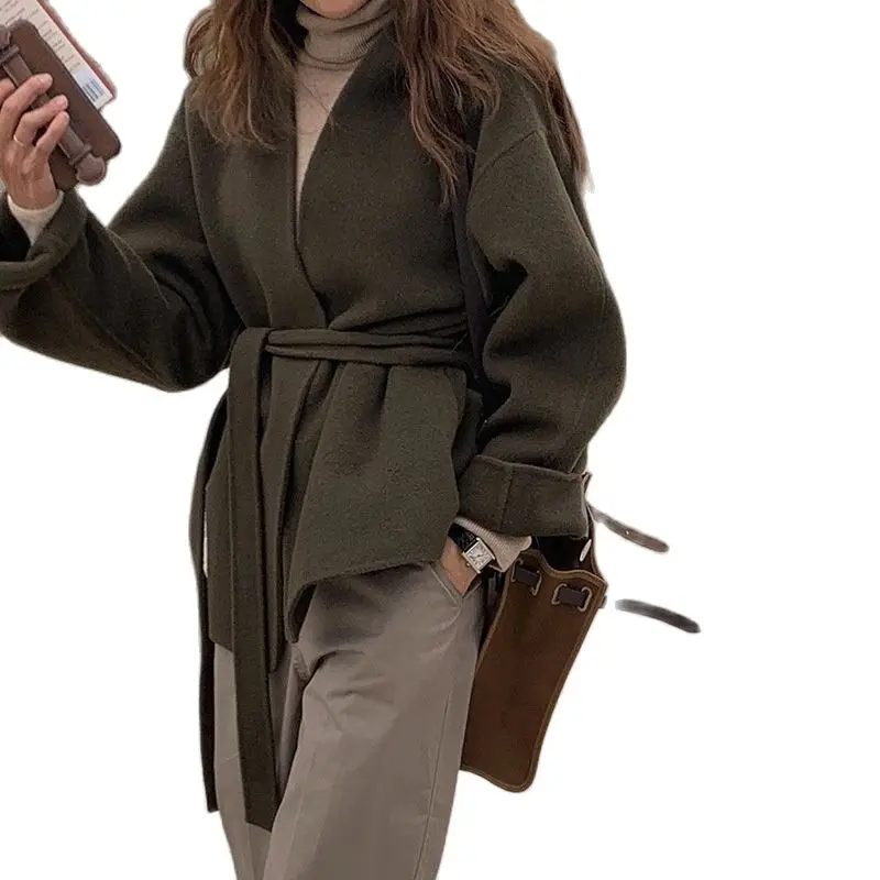 women Double-Sided Cashmere Wool Coat Lace-up Double-Sided Duffle Coat Women's Short Woolen Coat woman parkas wool coat
women Double-Sided Cashmere Wool Coat Lace-up Double-Sided Duffle Coat Women's Short Woolen Coat woman parkas wool coat