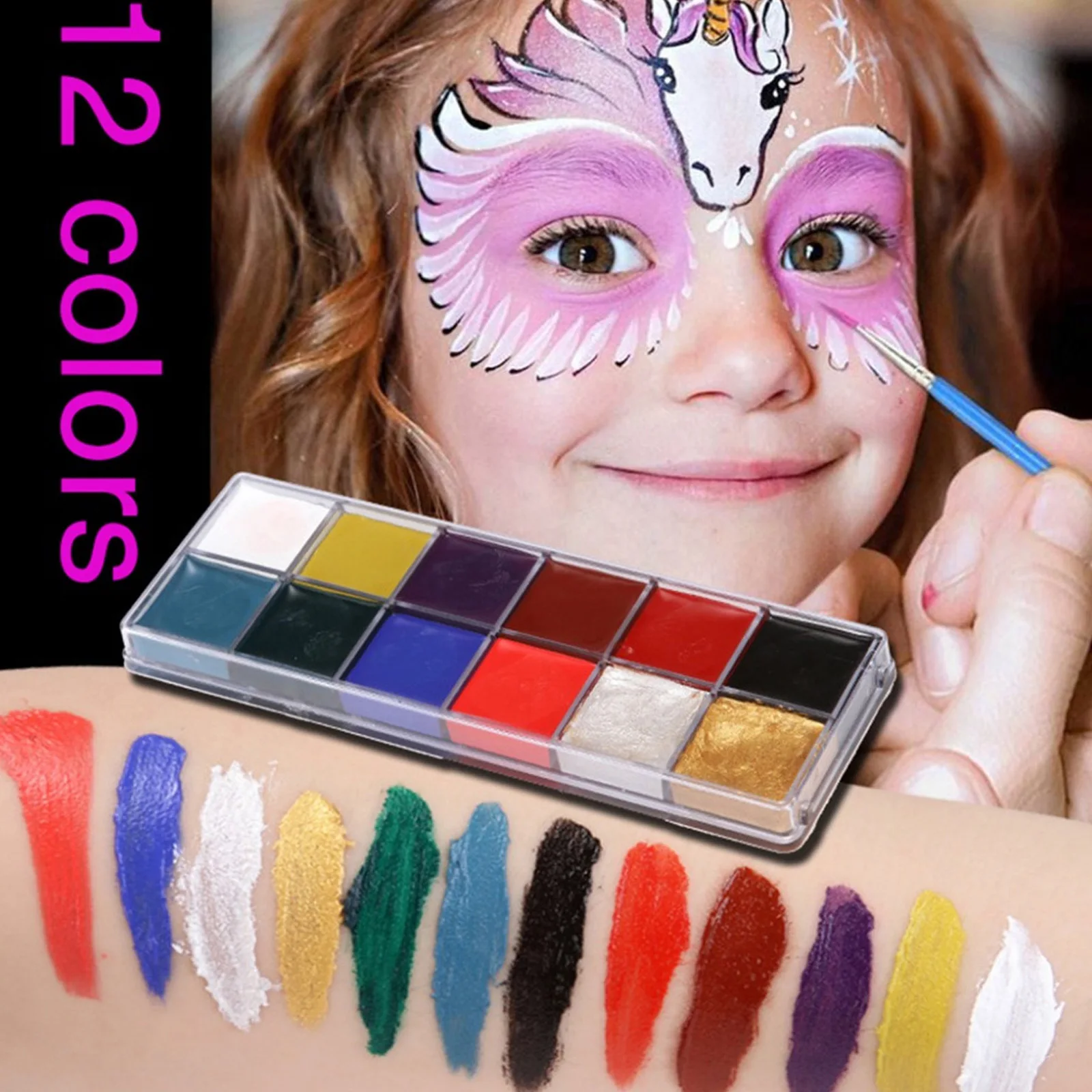 12-Colors Body Face Painting Paint with 4pcs Brushes 2pcs Line Pen for Kids Adults Halloween Music Festival Cosplay Party Makeup
12-Colors Body Face Painting Paint with 4pcs Brushes 2pcs Line Pen for Kids Adults Halloween Music Festival Cosplay Party Makeup