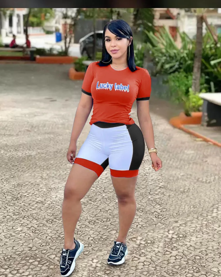 Bike Shorts and O Neck Letter Print Patchwork Short Sleeve Crop Top Summer 2 Two Piece Tracksuit Sets suits
Bike Shorts and O Neck Letter Print Patchwork Short Sleeve Crop Top Summer 2 Two Piece Tracksuit Sets suits