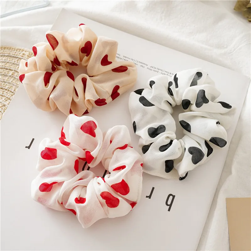 New Heart Print Chiffon Elastic Scrunchie Headwear For Women Hair Ties Ponytail Holder Hair Rope Hair Accessories Girls
New Heart Print Chiffon Elastic Scrunchie Headwear For Women Hair Ties Ponytail Holder Hair Rope Hair Accessories Girls